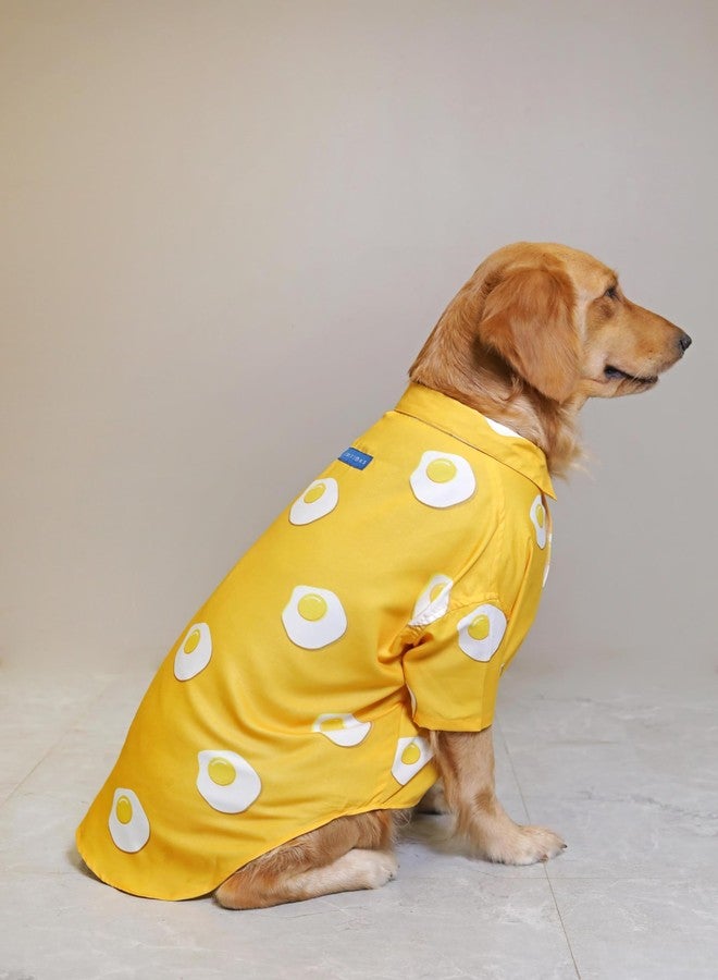 15 BUTTONS Rayon Yellow and White Sunny Printed Summer Dog Shirt (L) | Printed Pet Shirt | Super Soft Light Weight | Comfortable Dog Clothing Choice | for Beagle, Cocker, Spaniel Indie - Image 2